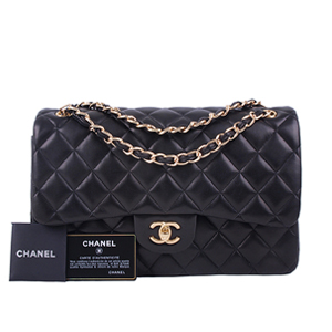 [스페셜오더]CHANEL-샤넬 블랙 램스킨 더블플랩 점보 금장/은장