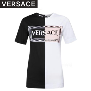 VERSACE-A82248 베르사체 90s 로고 투톤 티셔츠