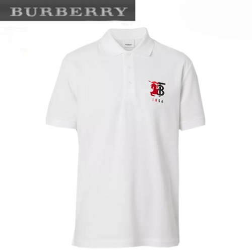 BURBERRY-80257561 버버리 화이트 컨트라스트 로고 그래픽 피케 폴로셔츠