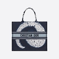 DIOR-디올 에크루/그레이 Oblique 자수 Dior Book Tote 라지 토트백 42cm - M1286ZRIW_M20I