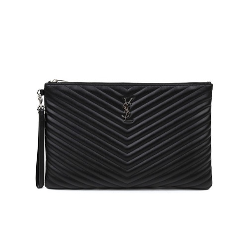 [스페셜오더]SAINT LAURENT-440222 생 로랑 블랙 은장 모노그램 마틀라세 라지 클러치 36cm