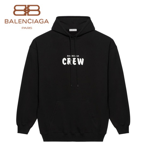 BALENCIAGA-578135 발렌시아가 블랙 프린트 컬리 플리스 Crew 후디