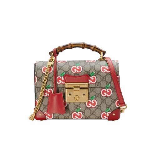 [스페셜오더]GUCCI-603221 8646 구찌 차이니스 발렌타이 데이 [패들락] GG 애플 프린트 스몰 밤부 숄더백