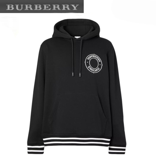 BURBERRY-80345611 버버리 블랙 로고 그래픽 코튼 후디