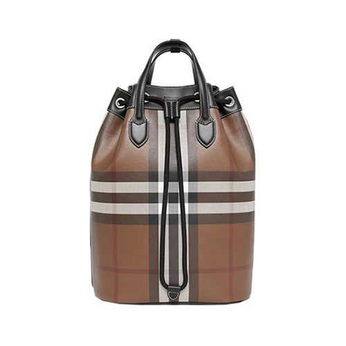 [스페셜오더]BURBERRY-80358001 #버버리이미테이션 브라운 체크 프린트 레더 드로스트링 백팩