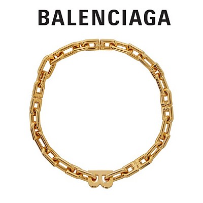 BALENCIAGA-599337 발렌시아가 골드 메탈 B 로고 체인 여성용 목걸이 / 네클리스