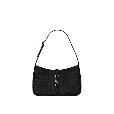 SAINT LAURENT-657228 생 로랑 블랙 크로커다일 엠보싱 LE 5 À 7 스몰 호보 백 23cm