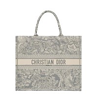 DIOR-디올 에크루/그레이 Oblique 자수 Dior Book Tote 라지 토트백 42cm - M1286ZRIW_M20I