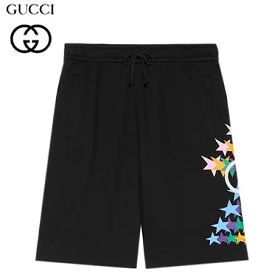 GUCCI-663249 1082 구찌 블랙 인터로킹 G 스타 플래쉬 프린트 스웨트쇼츠 남성용