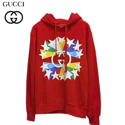 GUCCI-646953 1082 구찌 레드 인터로킹 G 스타버스트 프린트 후드 티셔츠 남여공용