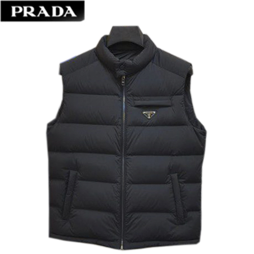 PRADA-09295 프라다 블랙 트라이앵글 로고 패딩 조끼 남성용