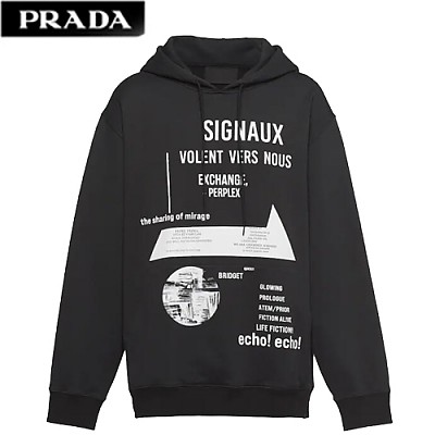 PRADA-134628 프라다 화이트 프린트 플리스 스웻셔츠 남여공용