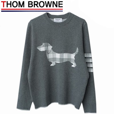 THOM BROWNE-111212 톰 브라운 그레이 체크 무늬 디테일 스웨터 남여공용