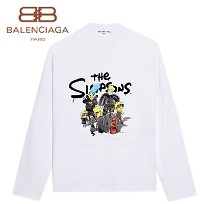 BALENCIAGA-12186 발렌시아가 블랙 The Simpsons 긴팔 티셔츠 남여공용