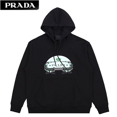 PRADA-122211 프라다 화이트 프린트 장식 후드 티셔츠 남여공용