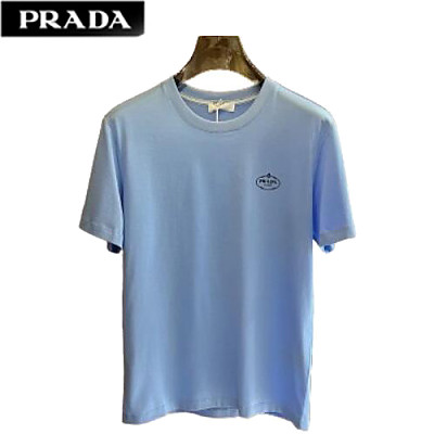 PRADA-04266 프라다 블랙 로고 아플리케 장식 티셔츠 남성용