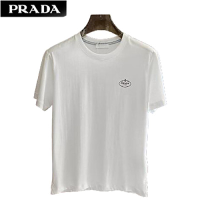 PRADA-04266 프라다 블랙 로고 아플리케 장식 티셔츠 남성용