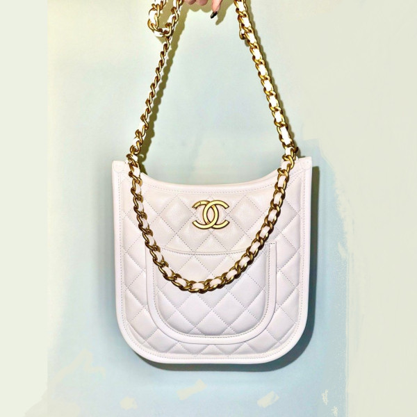 CHANEL-AS4532 샤넬 24P 화이트 카프스킨 샤블린 호보백 22cm