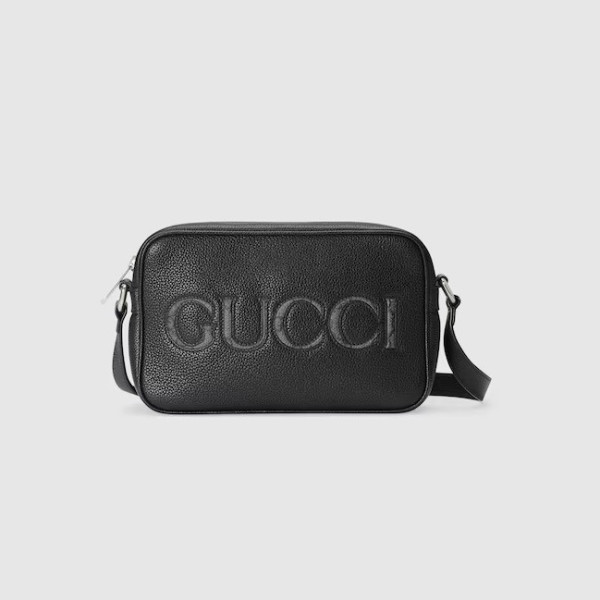 GUCCI-768391 구찌 블랙가죽 인레이 로고 미니 숄더백 23.5cm