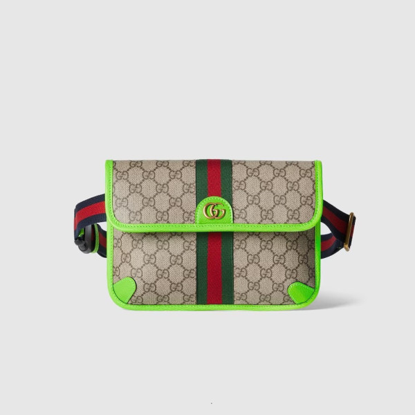 GUCCI-752597 구찌 베이지/에보니 브라이트그린 라인 오피디아 GG 스몰 벨트백 24cm