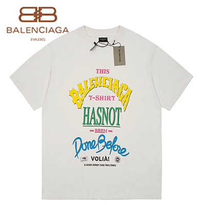 BALENCIAGA-05223 발렌시아가 핑크 프린트 장식 티셔츠 남여공용