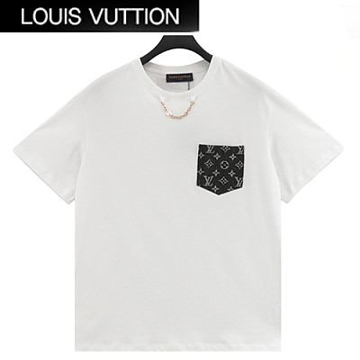 LOUIS VUITTON-05246 루이비통 베이지 메탈 체인 장식 티셔츠 남성용