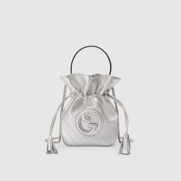 GUCCI-760313 구찌 실버 메탈릭 블론디 미니 버킷백 15cm