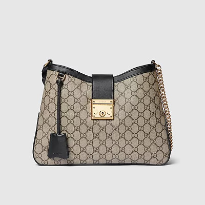 GUCCI-‎795113 구찌 베이지/에보니 화이트 패들락 GG 미디엄 숄더백 32.5cm