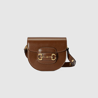 GUCCI-‎760191 구찌 베이지/에보니 홀스빗 1955 라운드 미니 숄더백 18cm