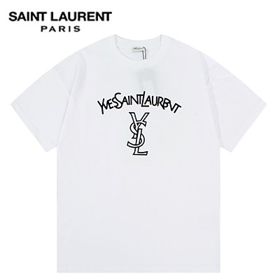 SAINT LAURENT-06131 생 로랑 블랙 로고 아플리케 장식 티셔츠 남여공용