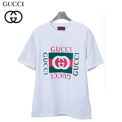 GUCCI-062312 구찌 화이트/그린 프린트 장식 티셔츠 남여공용