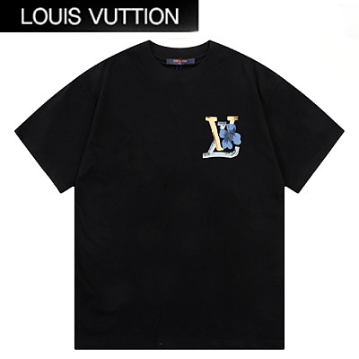 LOUIS VUITTON-07023 루이비통 화이트 LV 시그니처 프린트 장식 티셔츠 남여공용