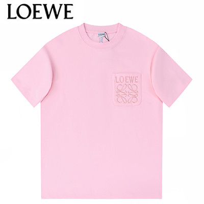 LOEWE-07029 로에베 핑크 로고 아플리케 장식 티셔츠 남여공용