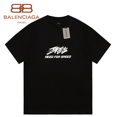 BALENCIAGA-07301 발렌시아가 블랙 프린트 장식 티셔츠 남여공용