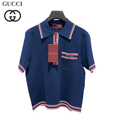 GUCCI-07306 구찌 화이트 스트라이프 장식 폴로 트셔츠 여성용