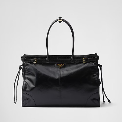 [正品1:1]PRADA-1BA439 프라다 블랙 라지 가죽 핸드백 42cm