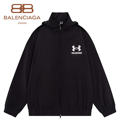 BALENCIAGA-08201 발렌시아가 블랙 프린트 장식 바람막이 후드 재킷 남여공용