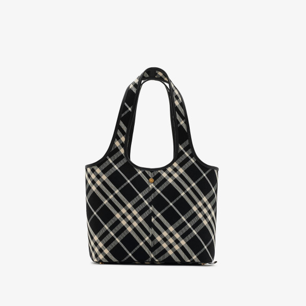 Burberry-버버리 블랙 코튼 체크 스몰 토트 백 26cm - 80946861