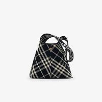 Burberry-버버리 블랙 코튼 체크 스몰 토트 백 26cm - 80946861