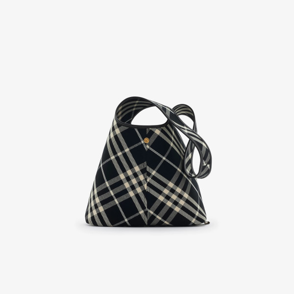 Burberry-버버리 블랙 코튼 체크 스몰 숄더 백 26.5cm - 80946791