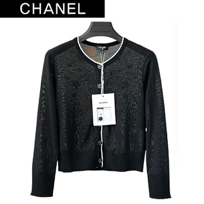 CHANEL-09187 샤넬 블랙 니트 코튼 가디건 여성용