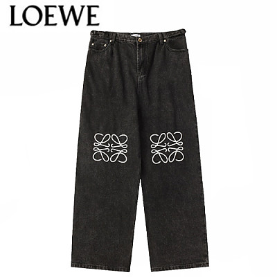 LOEWE-12242 로에베 블랙 아플리케 장식 청바지 남여공용