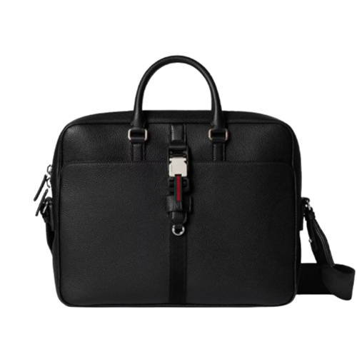 GUCCI-816757 1042 구찌 블랙 웹 디테일 미디엄 브리프케이스