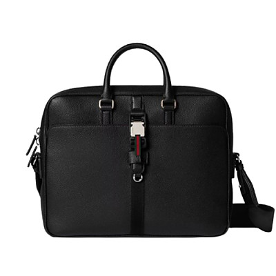 GUCCI-816757 1042 구찌 블랙 웹 디테일 미디엄 브리프케이스