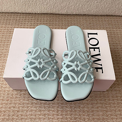 LOEWE-LLSP465 로에베 블랙 페탈 애너그램 슬라이드 여성용