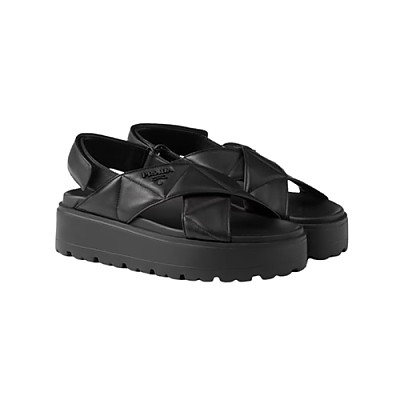 PRADA-1XZ777 프라다 아이보리 나파 가죽 플랫폼 샌들 여성용
