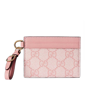 GUCCI-819121 8459 구찌 핑크 GG 엠블럼 스트랩 카드 케이스