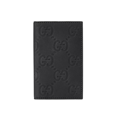 GUCCI-771317 1000 구찌 블랙 GG 러버 효과 롱 카드 케이스