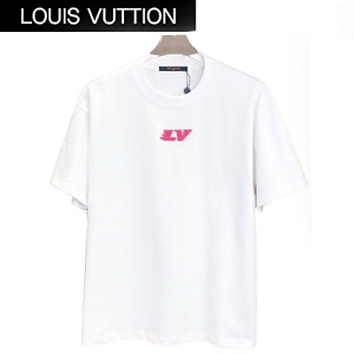 LOUIS VUITTON-05178 루이비통 핑크 아플리케 장식 티셔츠 남여공용