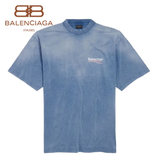 BALENCIAGA-764235 발렌시아가 블루 폴리티컬 캠페인 티셔츠 남여공용